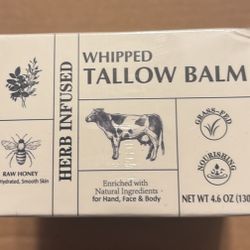 Brand New, Whipped Tallow Balm 4.6 oz – Natural Face & Body Moisturizer (Grass-Fed, Raw Honey)
