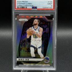 2024 Panini Prizm China Variation Silver Prizm #134 Stephon Curry PSA Mint 9
