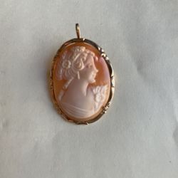 Brooch And Necklace Charm Made In Italy 14 K Amber Color 