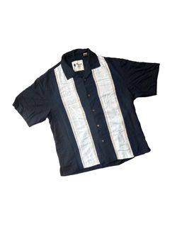 Classic Vintage Silk Button Up Short Sleeve Shirt Mens Size XLARGE