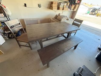 Rustic Farmhouse Dining Set!!! Table, Bench, & 3 Chairs (Seats 6)