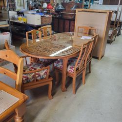 Stunning Hand-Carved Thai Teak Dining Set - 6 Chairs - Pristine 