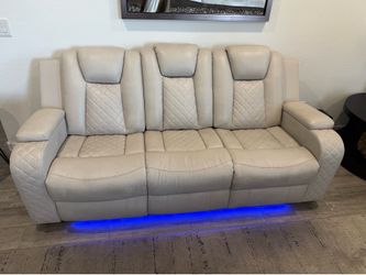 Couch leather electric recline