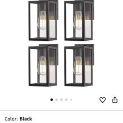 Bestshared Exterior Wall Light, Outdoor Wall Lantern, Exterior Mount Lighting Fixture, Outside Lamp for Porch, Entryway, Garage (Black, 4 Pack)