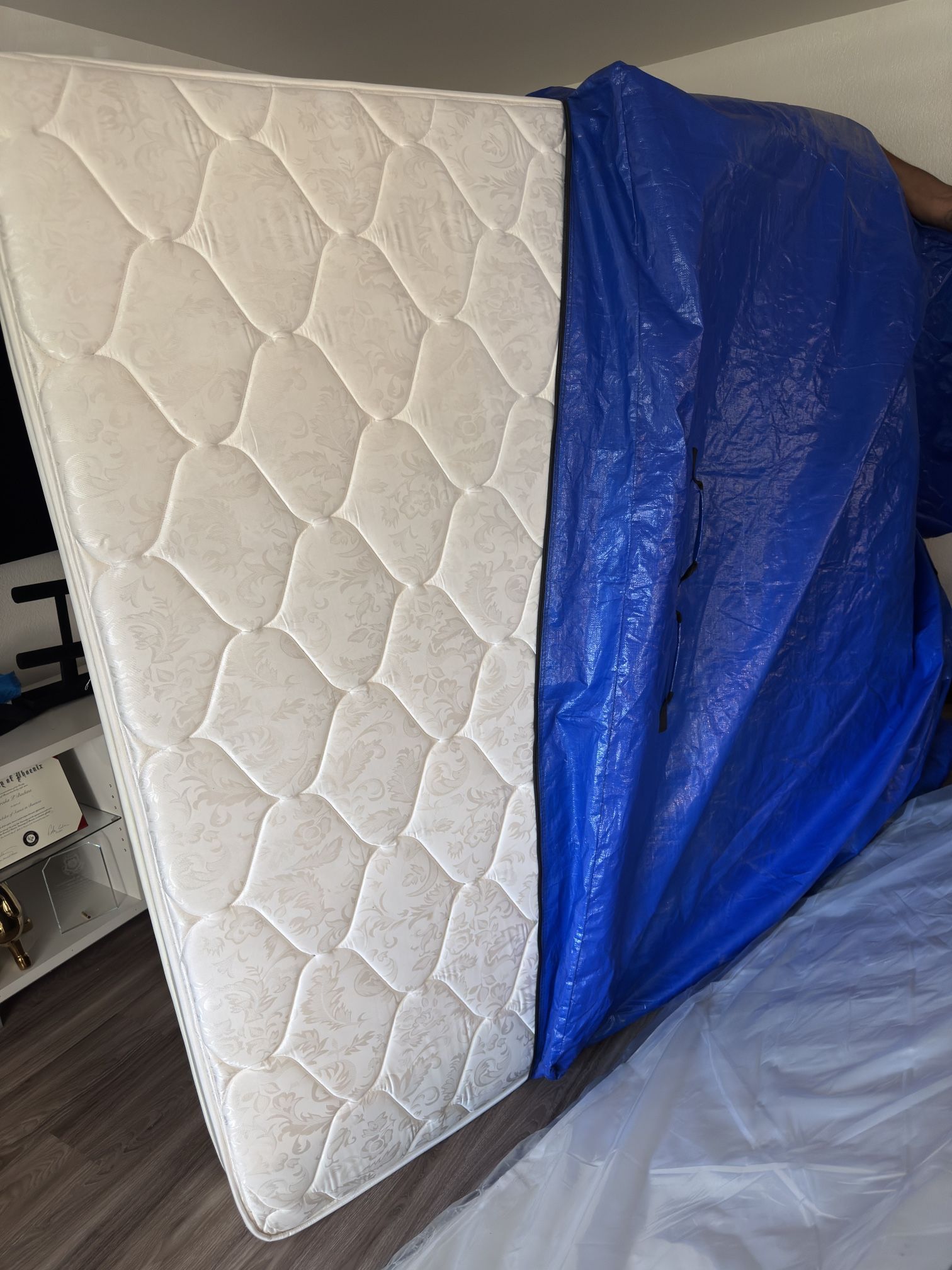 King Size Bed . Mattress & Box Springs Included Good As New