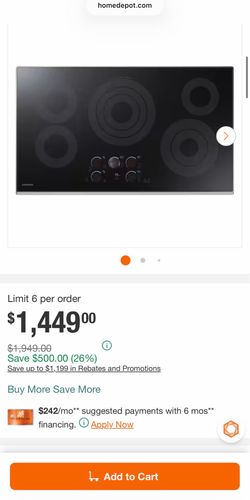 Samsung Electric Cooktop 36’