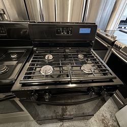 Black Whirlpool Gas Stove In Excellent Condition!