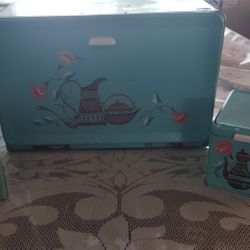 Bread Box W/ Matching Tea & Coffee Canisters