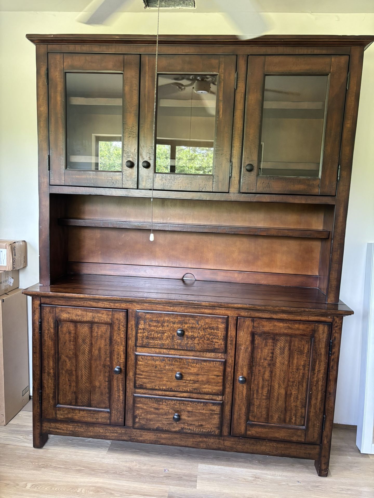Solid Wood Pottery Barn Dining Table and Hutch Set