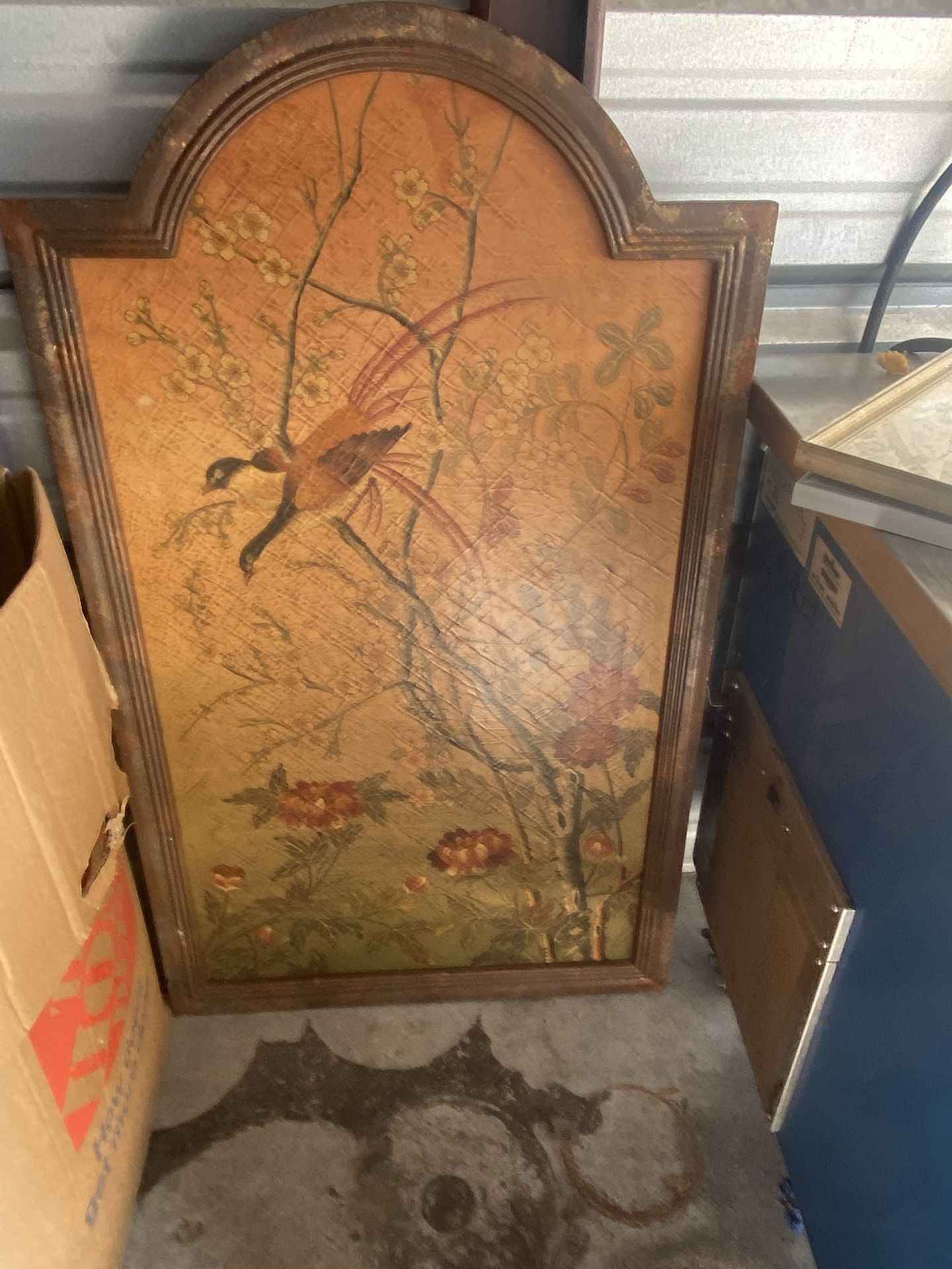 17 Century Chinoiserie Leather Painted Panel