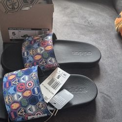 New Marvel Adidas Sandals  Size 5 Big Boy
