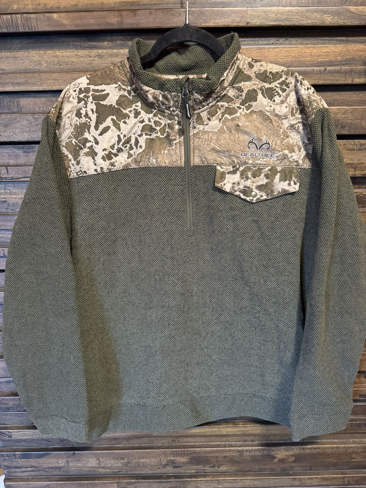 Mens XL RealTree Jacquard Fleece Pullover Timber Camo Camouflage Jacket Shirt