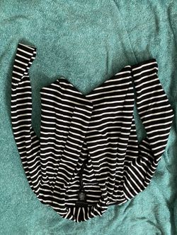 Attention Pinstripe Black and White Open Front Cardigan/Blazer - Women’s Small