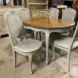 Beautiful French Dining Set With Cane Back Chairs 