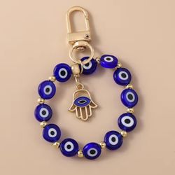 Bohemia Turkish Lucky Evil Eye Keychain Handmade Beadbed Bracelet Key Ring for Women Girls Handbag Pendants 