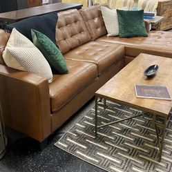Baskove Auburn Leather RAF Sectional /couch 