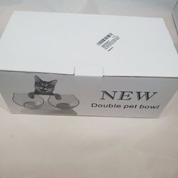 New Double Pet Bowls Cats Small Dogs 