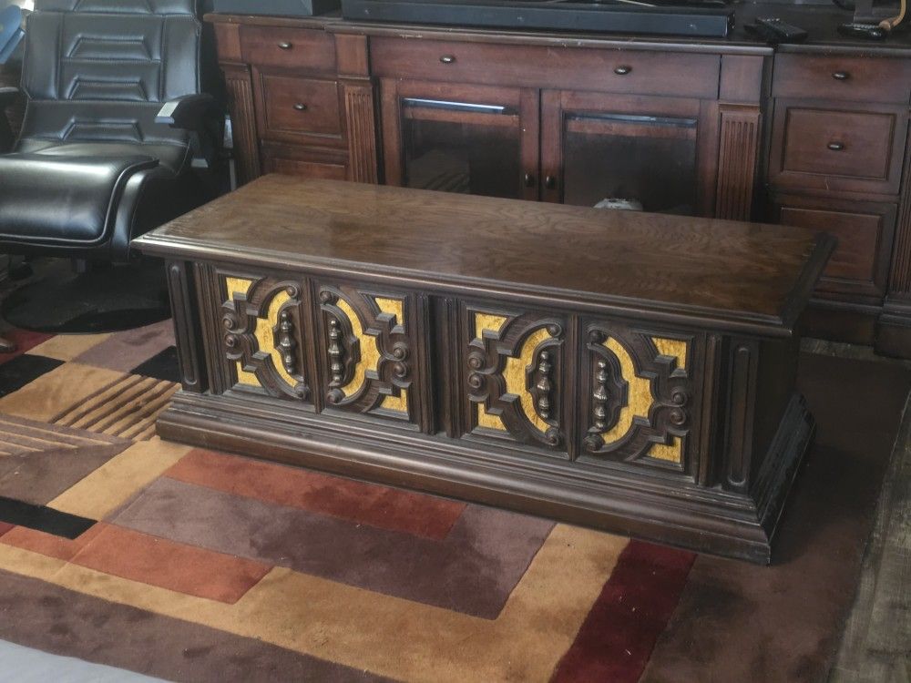 Vintage Ornate Cedar Chest / Coffee Table