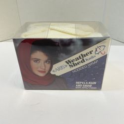 Vintage Aris Weather Shed Knits Hooded Wrap Scarf Repel Snow Rain - Cream - New