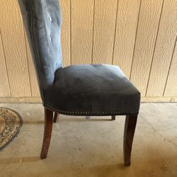 Blue Suede Accent Chair