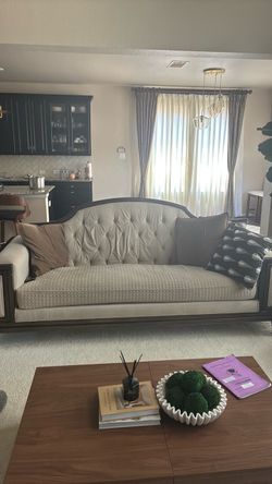 2 Tufted Upholstered Sofa with Wood Frame