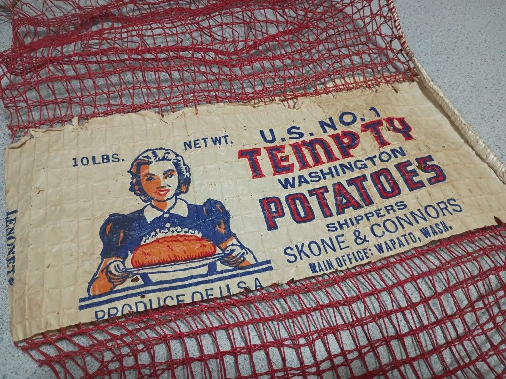 Vintage Produce Labels Tempty Potato Bag Wapato, Washington
