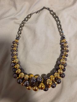 Gold and Silver Ball Cluster Statement Necklace
