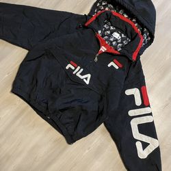 VINTAGE FILA 90s HOODED PULLOVER Anorak Parka Puffer JACKET  Sz Mens Medium