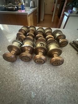 Antique brass door handles