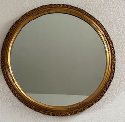 Vintage Round Gold Ornate Wall Mirror