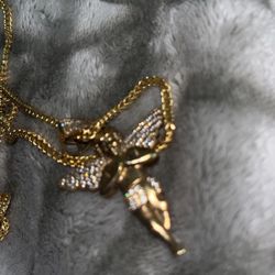 Mens Angel 10k Pendant With 10k Chain 
