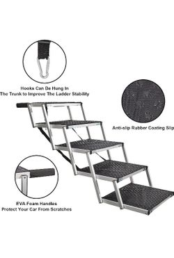 Dog Car Ramps for Large Dogs, WHDPETS Aluminum Dog Stairs Support up to 180lbs, Foldable Pet Ladder Ramp with Nonslip Surface for High Beds, Trucks, C