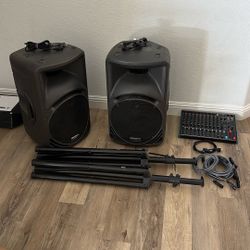 Mackie Speakers, Mixer, Wireless Microphone