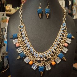 Rhinestone Spike Necklace Set