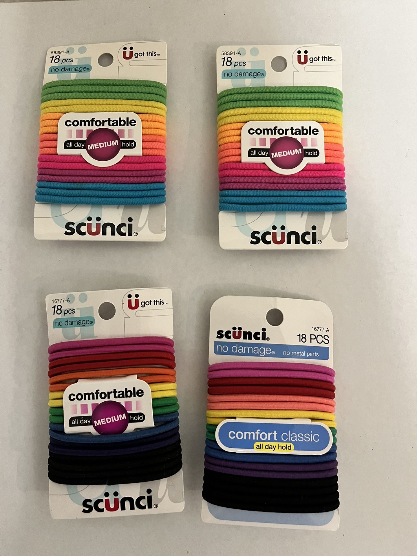(4) - Packs - Scunci Hair Bands - (New)