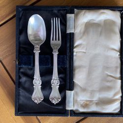 Antique 1847 Sterling Boxed Silver Christening Set