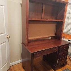 Solid Wooden Study Desk With Hutch and Chair