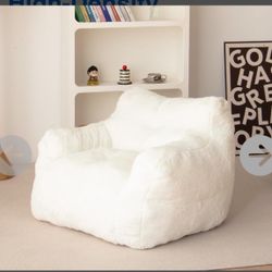 Fluffy Bean Bag Chair White Also Teen And Adults Version 