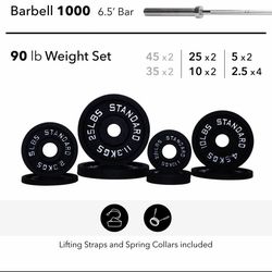 Olympic Barbell with 90lbs Weight Plates
