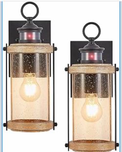Motion Sensor Outdoor Wall Lantern Farmhouse Black Matte E26 Glass 60W