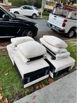 * Modern Cream Sofa – Gently Used
