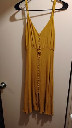Mustard Yellow Button-Front Midi Dress