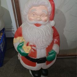 Santa claus vintage blow mold christmas xmas plastic outdoor decoration