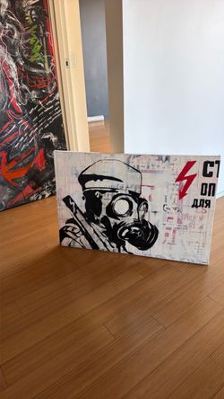 Modern Street Art Graffiti Canvas Wall Art – Gas Mask Design
