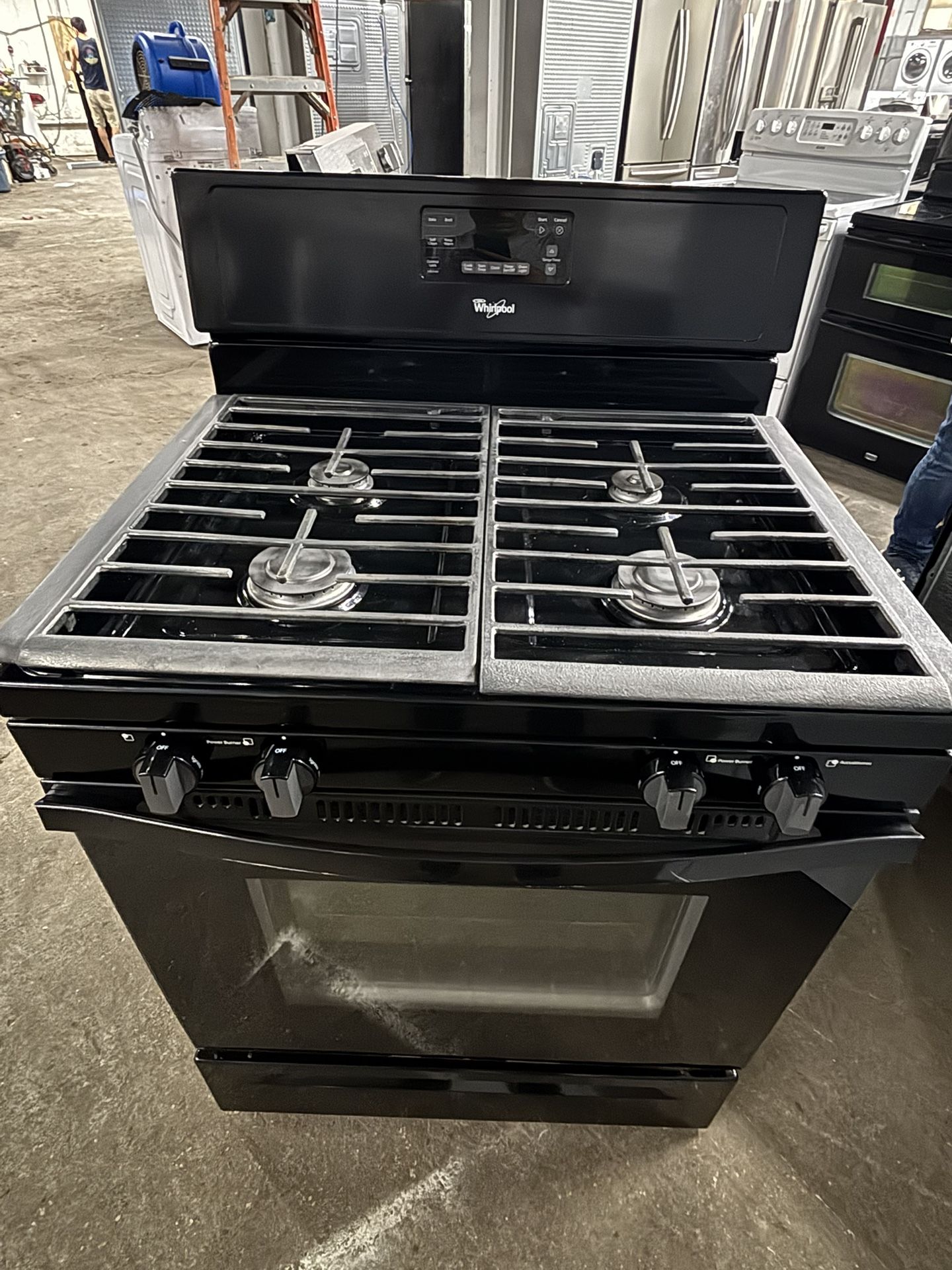 Black Whirlpool Gas Stove In Excellent Condition!