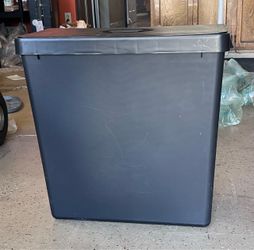 Large Black Plastic Storage Bin with Lid