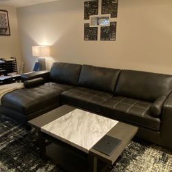 Dark Grey Section Sofa with Chaise