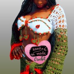 Hand Made Crochet 3 Piece Cute 😍 Holiday Dress 👗 