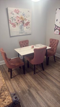 Rose/Marble Dining Room Table Set
