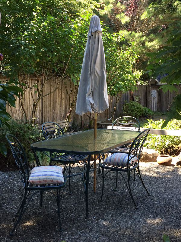 Patio Furniture Vintage Woodard Wrought Iron Table With 4 Chairs